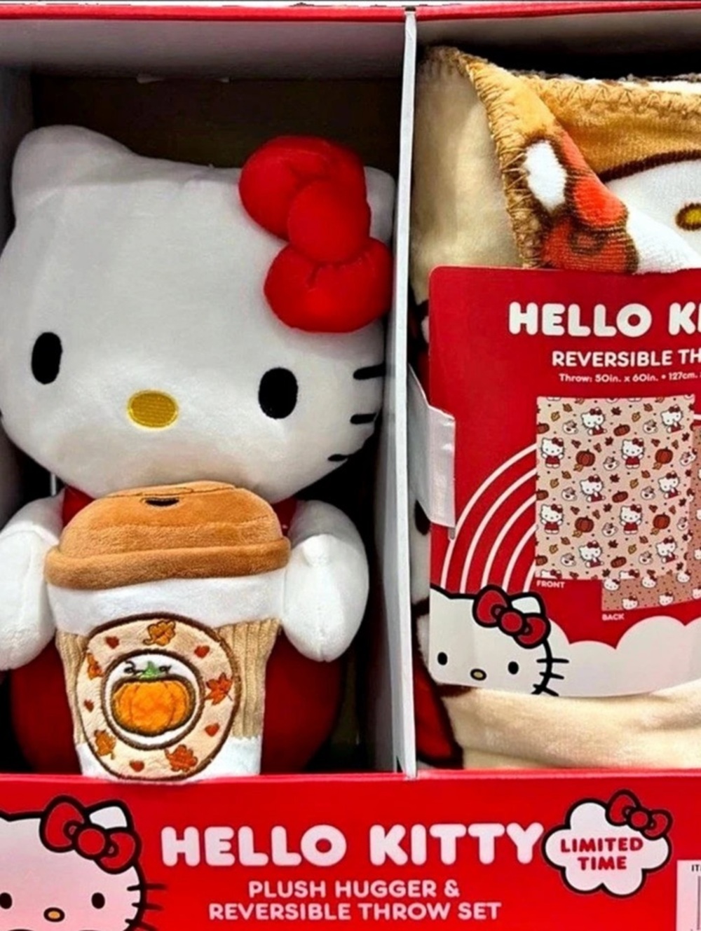 Hello Kitty Plush Hugger & Reversible Throw Set